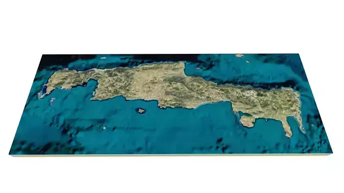 Crete island full 3d model terrain Low-poly 3D model