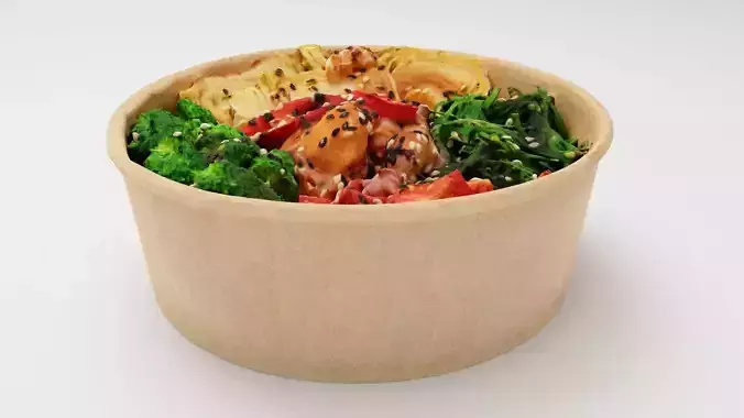 poke bowl with tuna rice tomatoes pepper broccoli