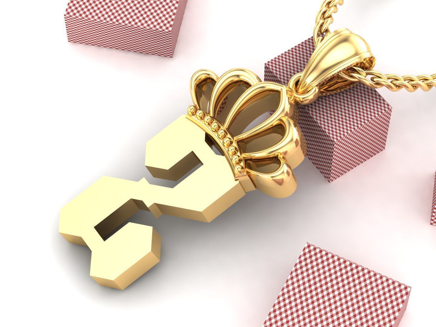 Z Pendant Jewelry version 7 Low-poly 3D model_3
