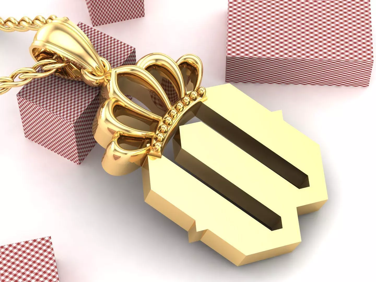 W Pendant Jewelry version 7 Low-poly 3D model_0