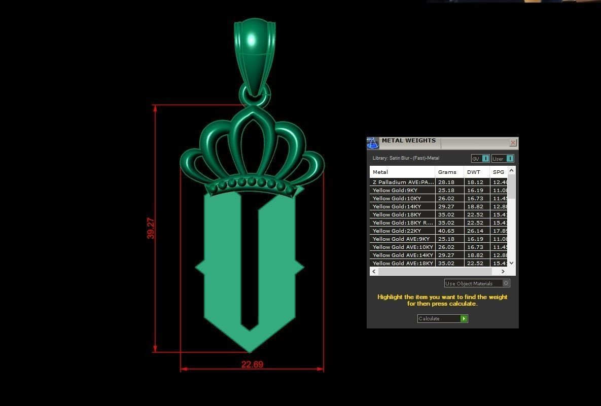 V Pendant Jewelry version 7 Low-poly 3D model_1