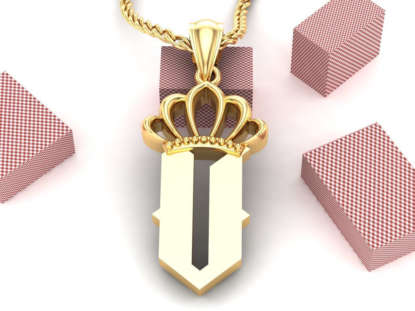 V Pendant Jewelry version 7 Low-poly 3D model_2