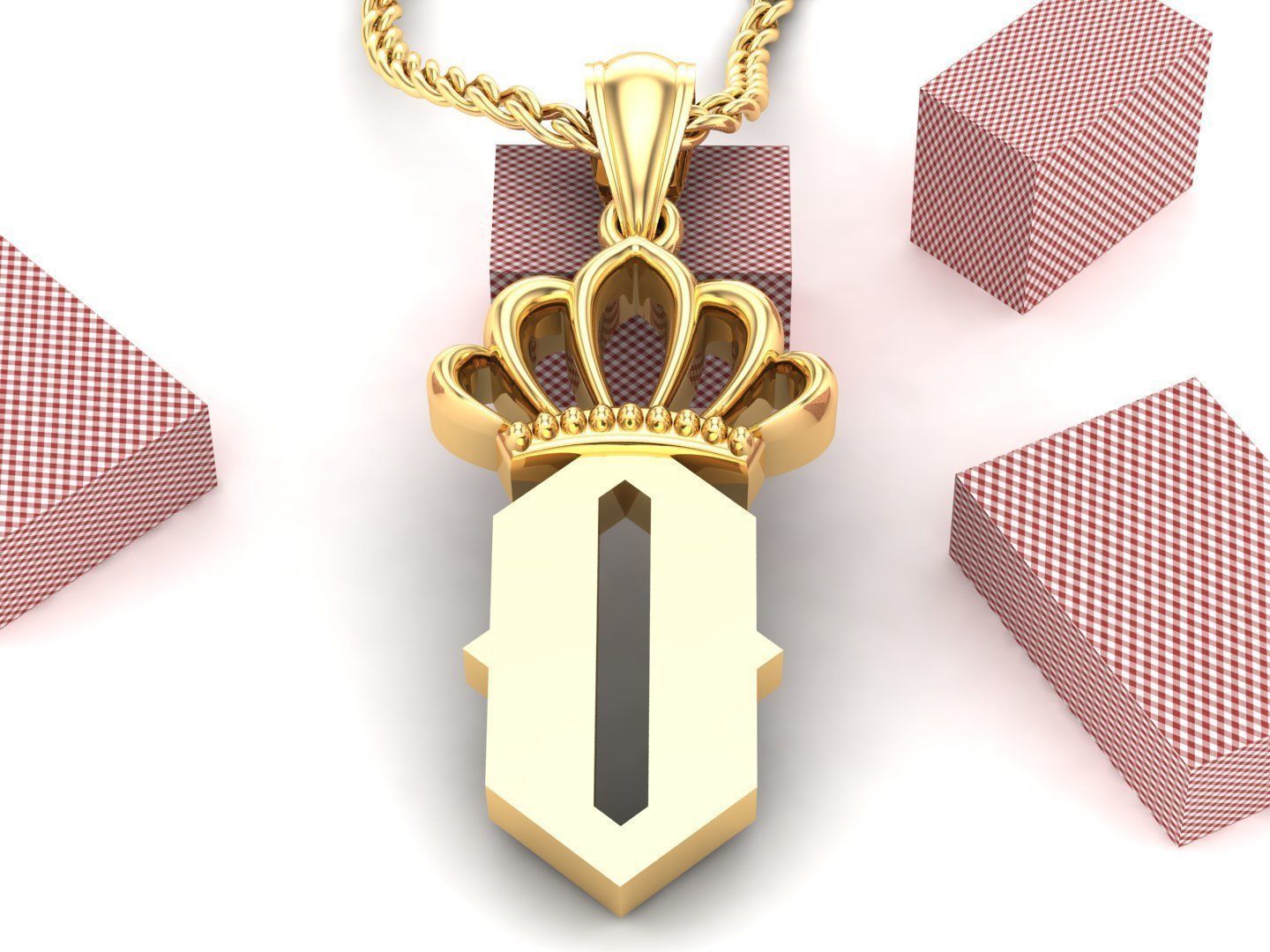O Pendant Jewelry version 7 Low-poly 3D model_2