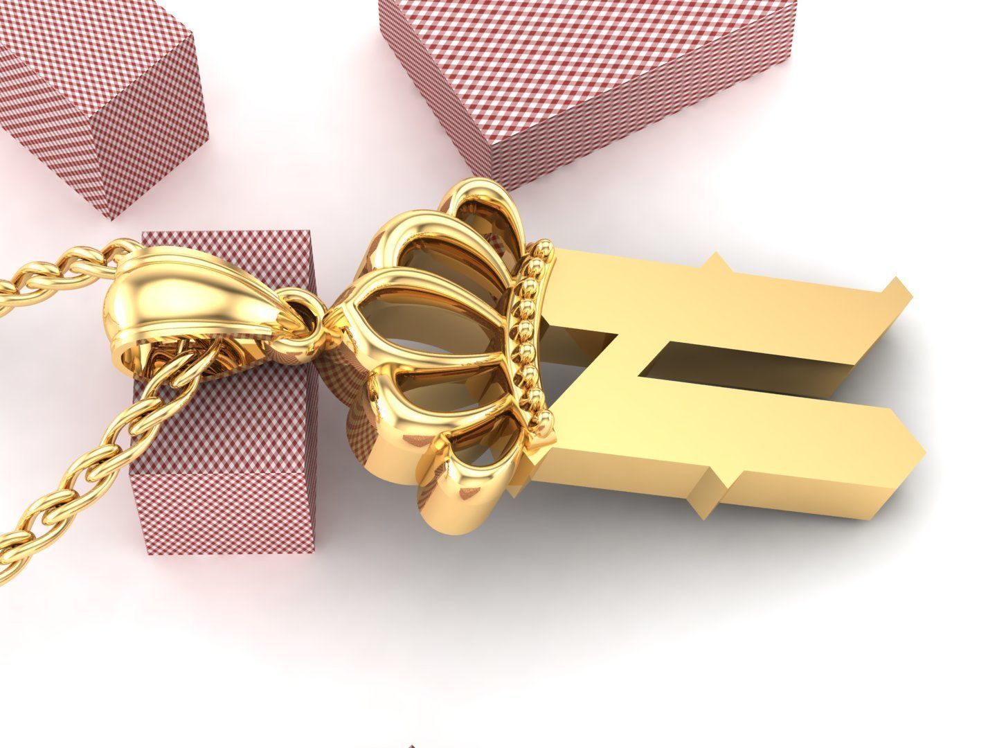 N Pendant Jewelry version 7 Low-poly 3D model_4