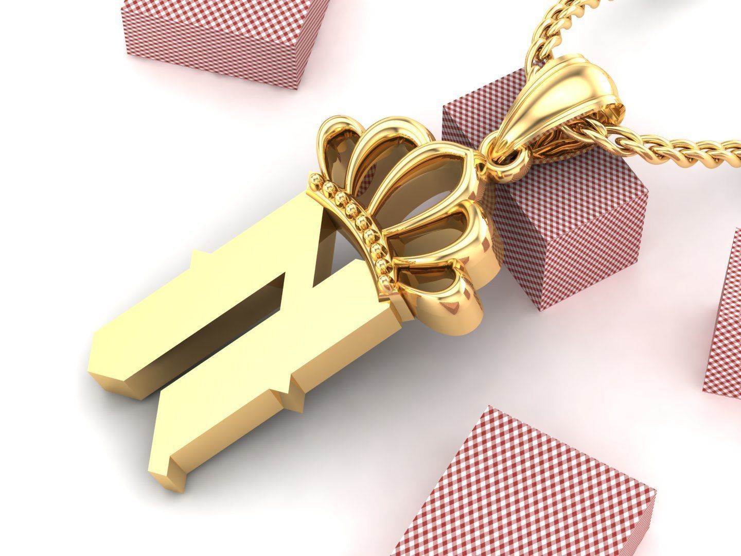 N Pendant Jewelry version 7 Low-poly 3D model_3