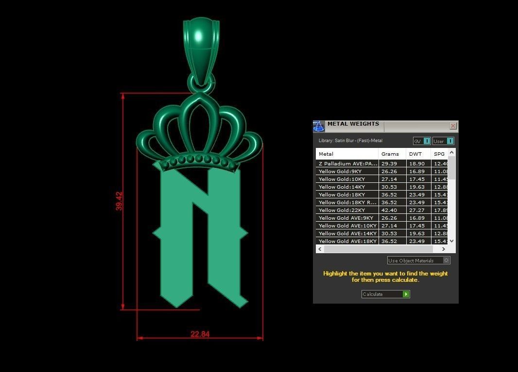 N Pendant Jewelry version 7 Low-poly 3D model_1