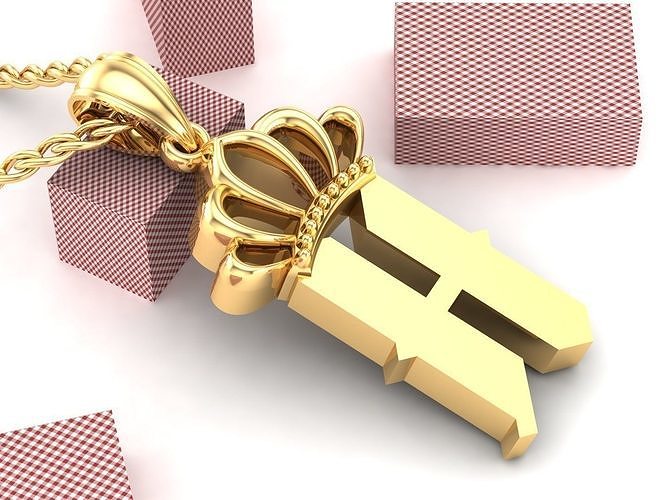 H Pendant Jewelry version 7 Low-poly 3D model