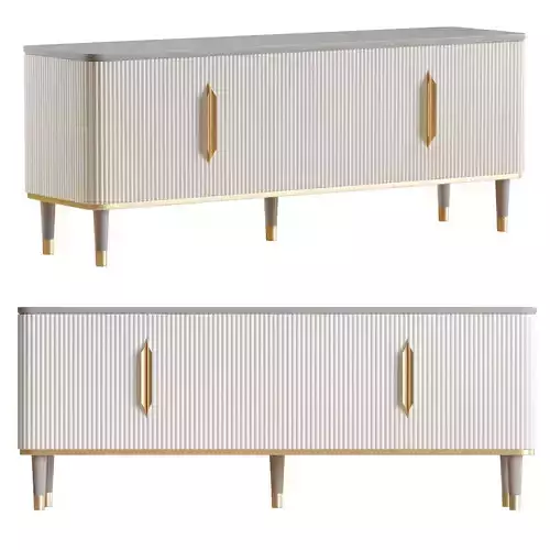 Off White Contemporary TV Stand 4 Doors