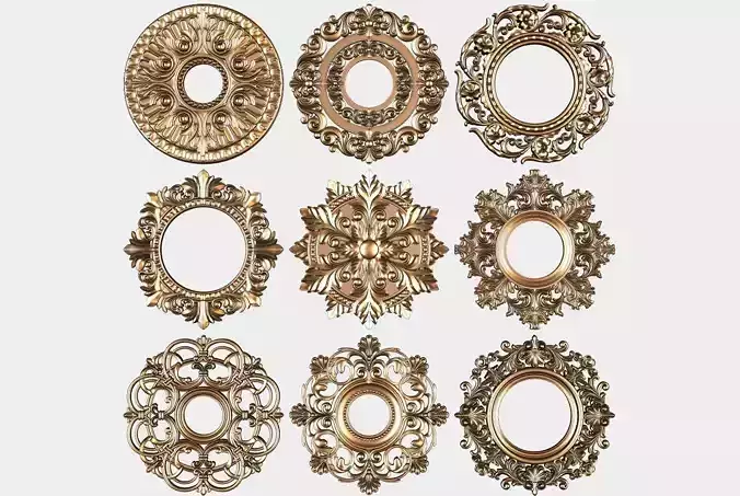 Carved round decor pack for cnc 41