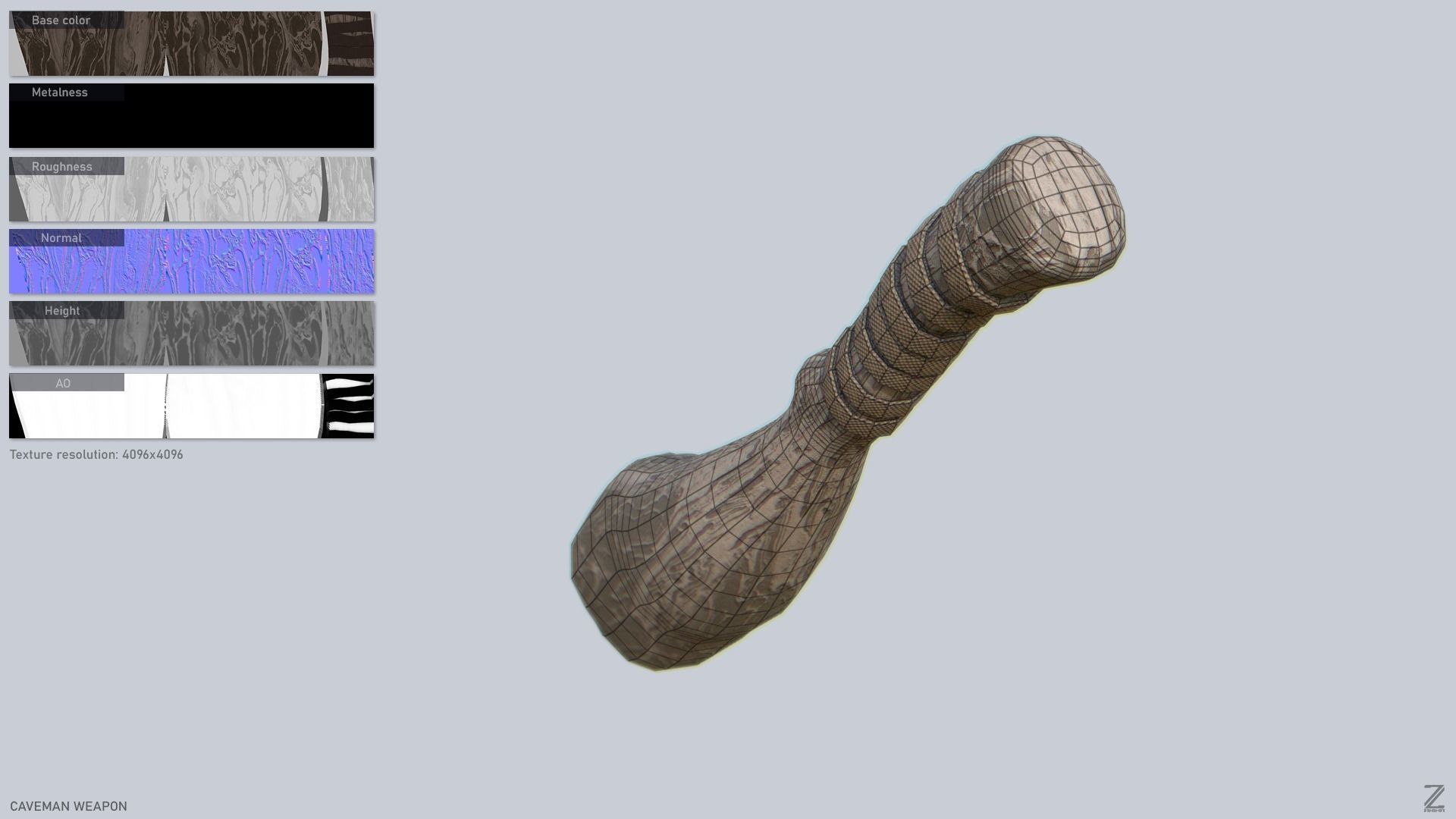 Caveman weapon Low-poly 3D model_2