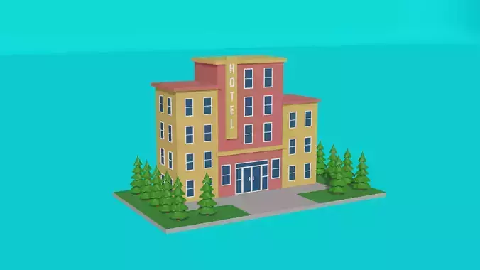 Beautiful Low Poly Hotel
