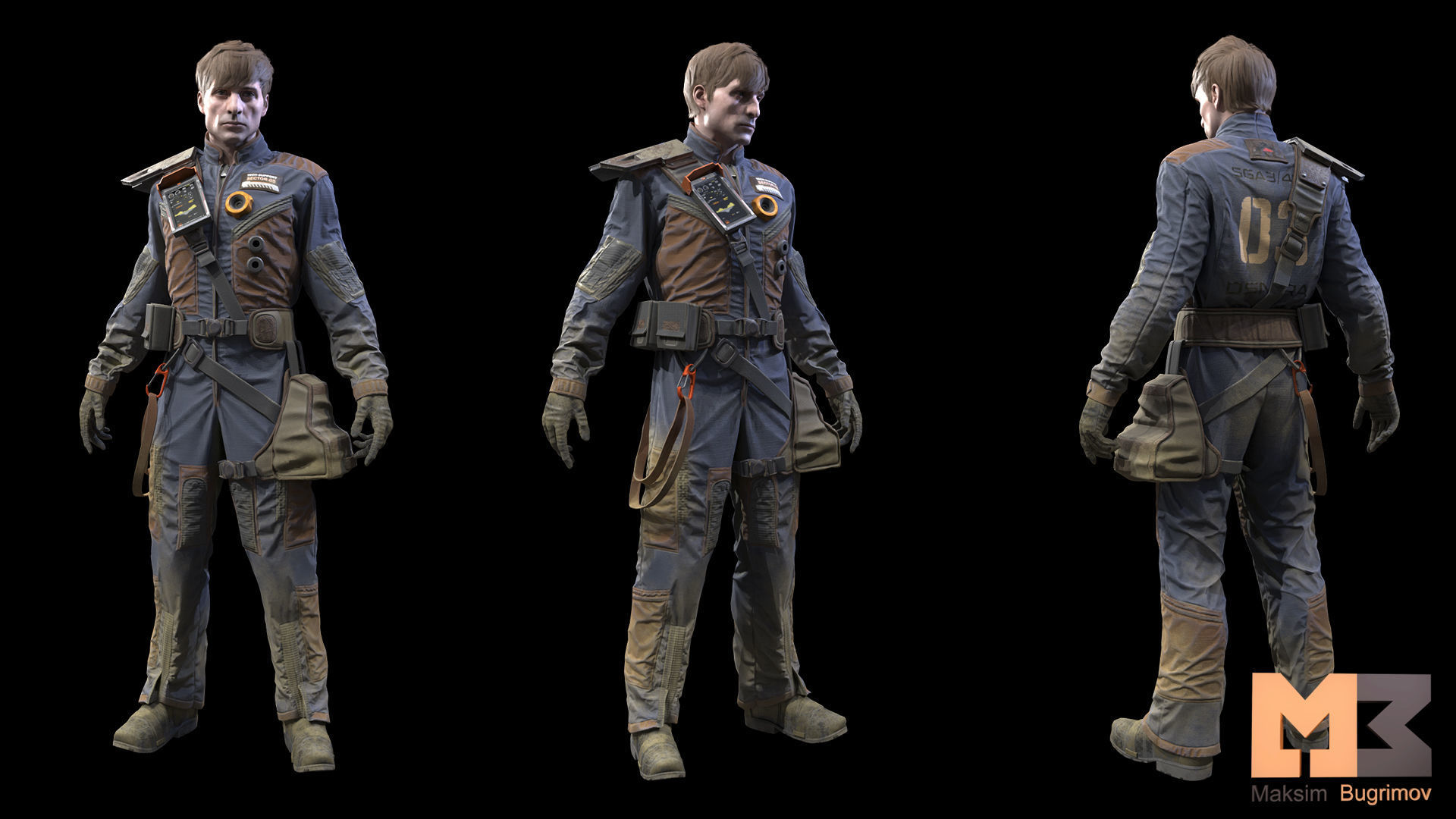 Sci-Fi Worker Low-poly 3D model_4