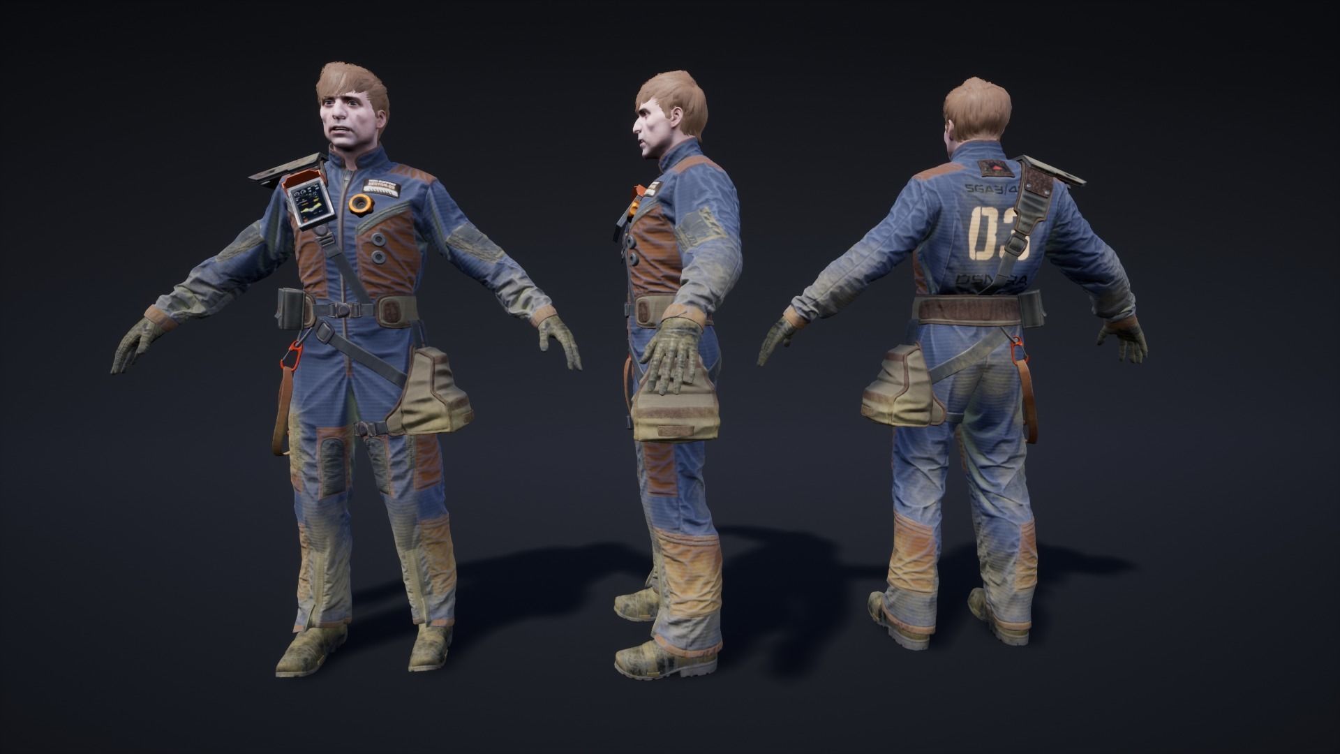 Sci-Fi Worker Low-poly 3D model_11