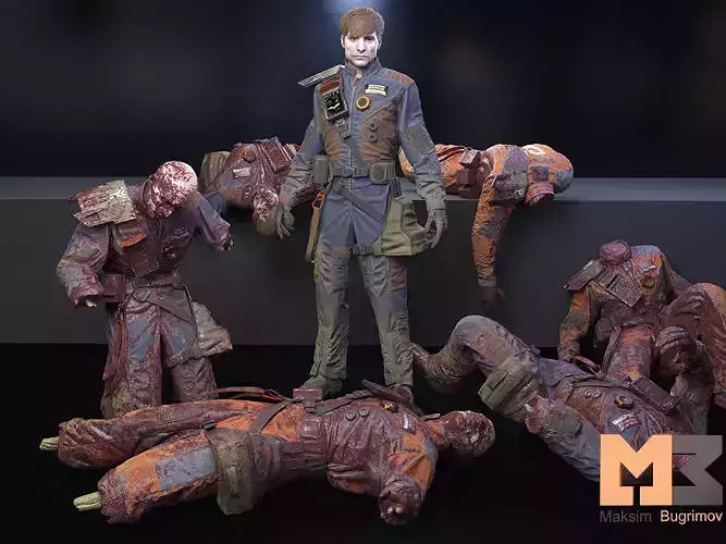 Sci-Fi Worker Low-poly 3D model