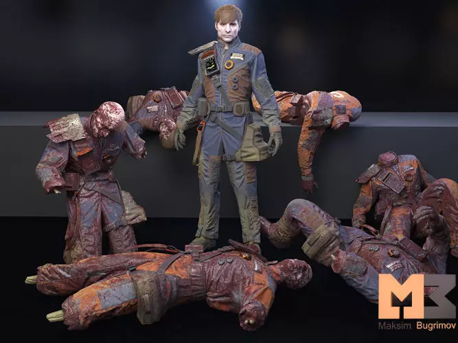 Sci-Fi Worker Low-poly 3D model_0