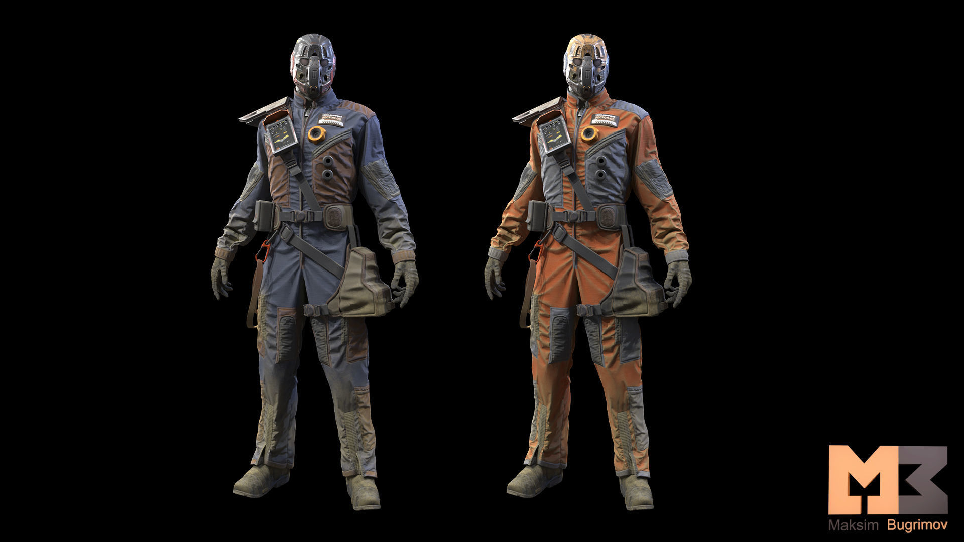 Sci-Fi Worker Low-poly 3D model_5