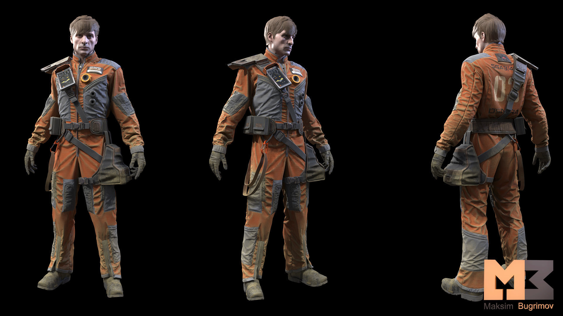 Sci-Fi Worker Low-poly 3D model_6