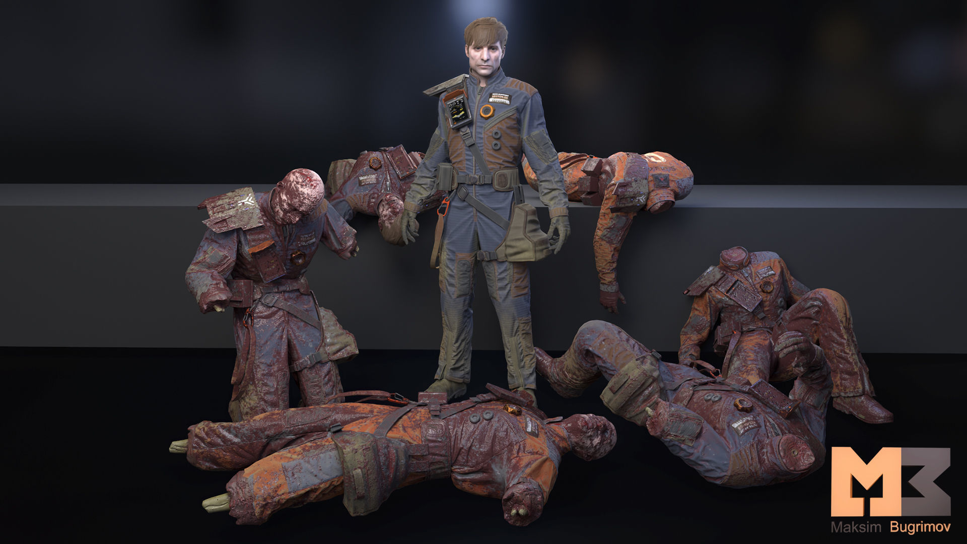 Sci-Fi Worker Low-poly 3D model_13