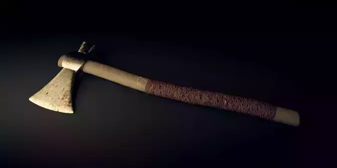 Tomahawk Axe - Wolf Carving Free 3D model