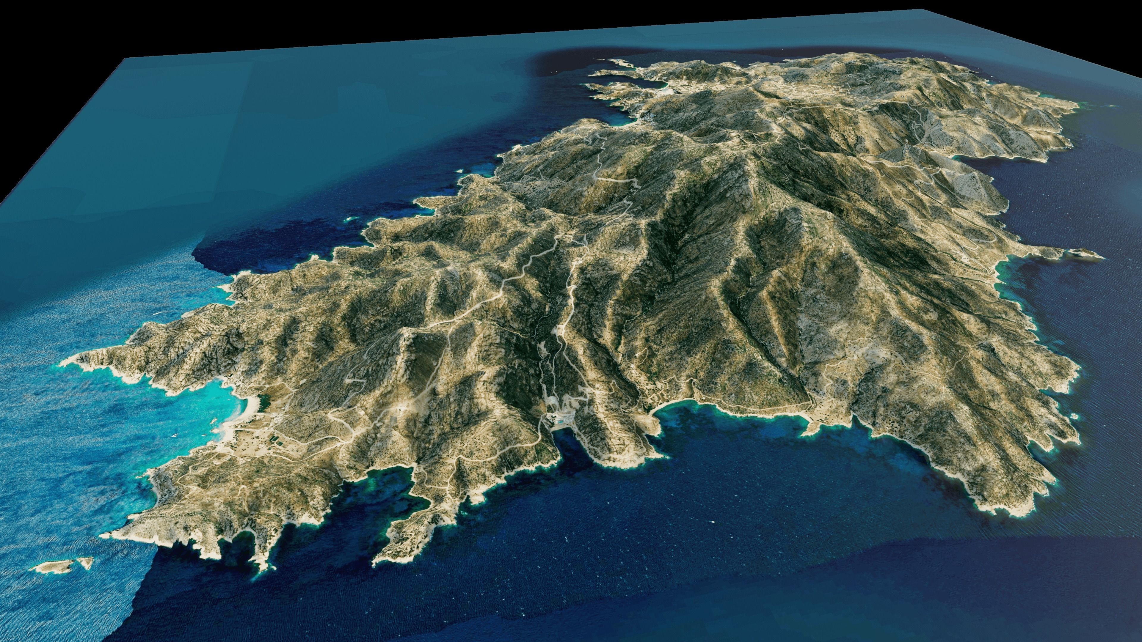 Ios island 3d model terrain 3D model_9