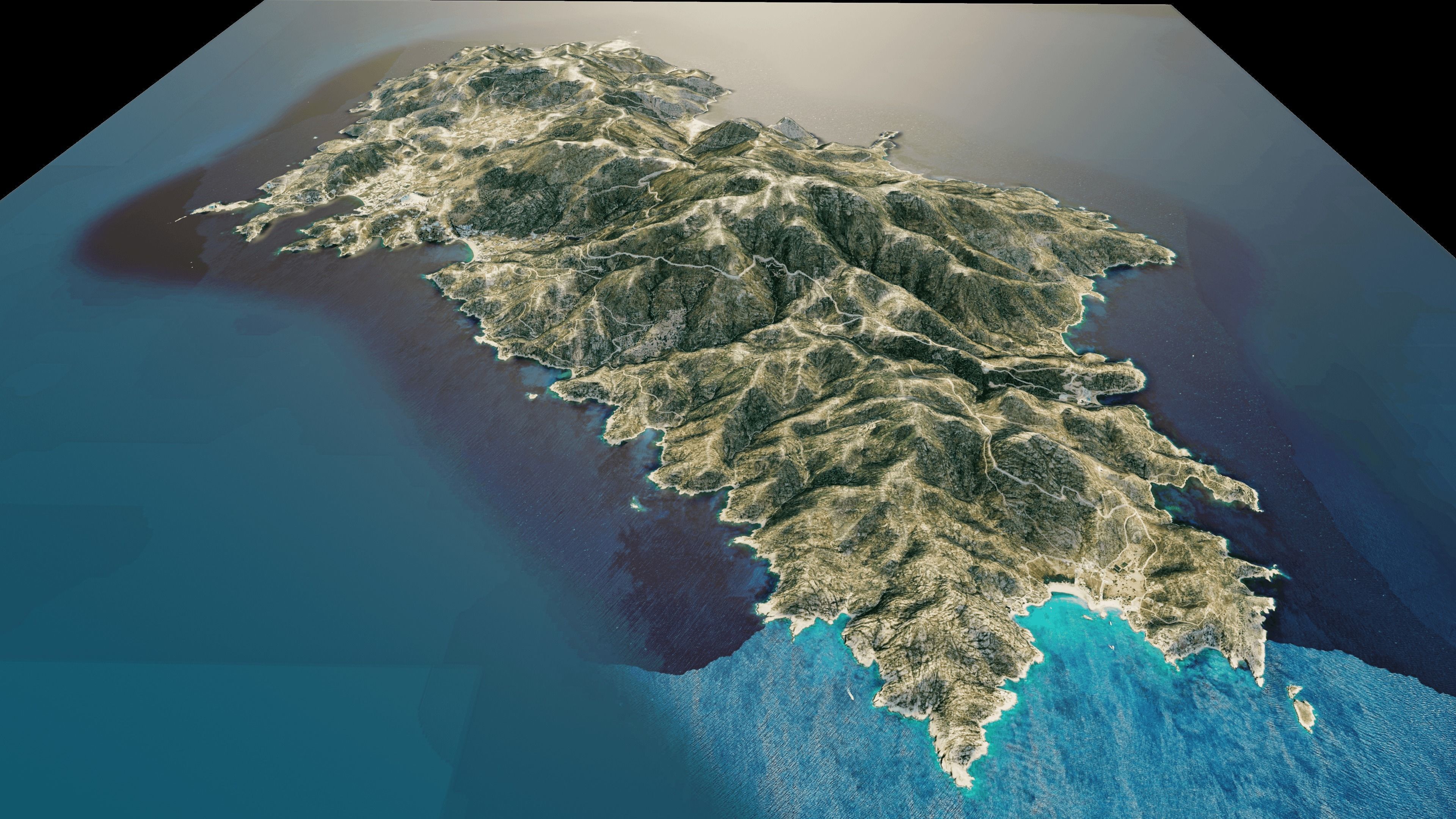 Ios island 3d model terrain 3D model_7