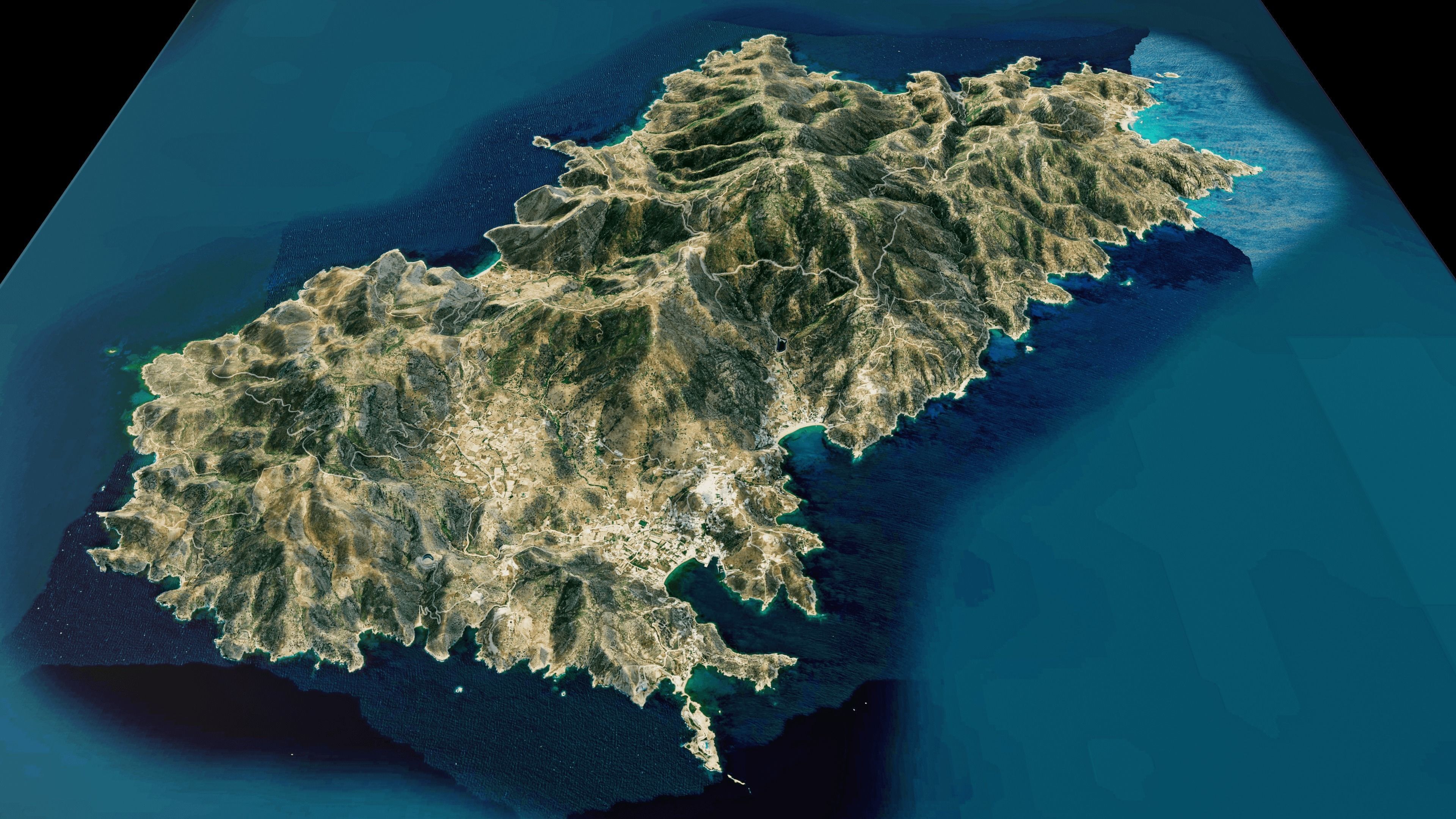 Ios island 3d model terrain 3D model_2