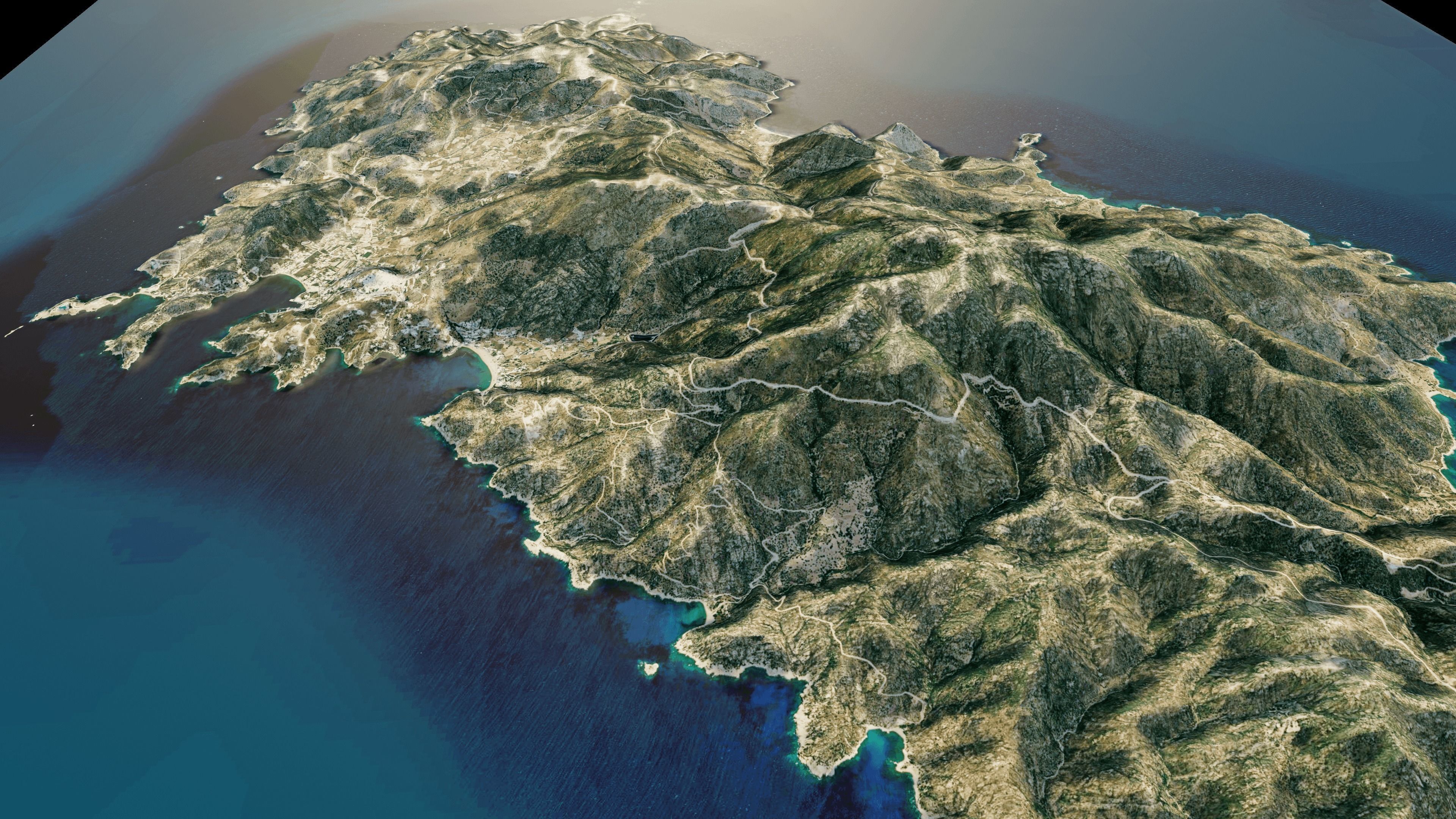 Ios island 3d model terrain 3D model_6