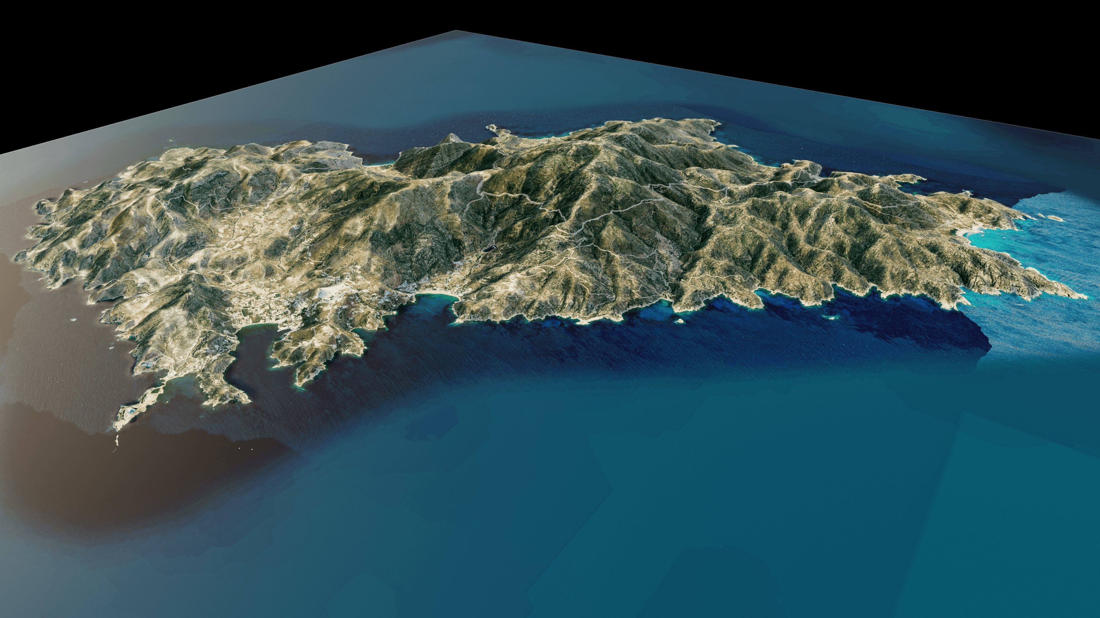 Ios island 3d model terrain 3D model_4