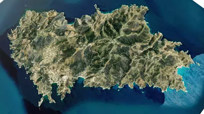 Ios island 3d model terrain 3D model