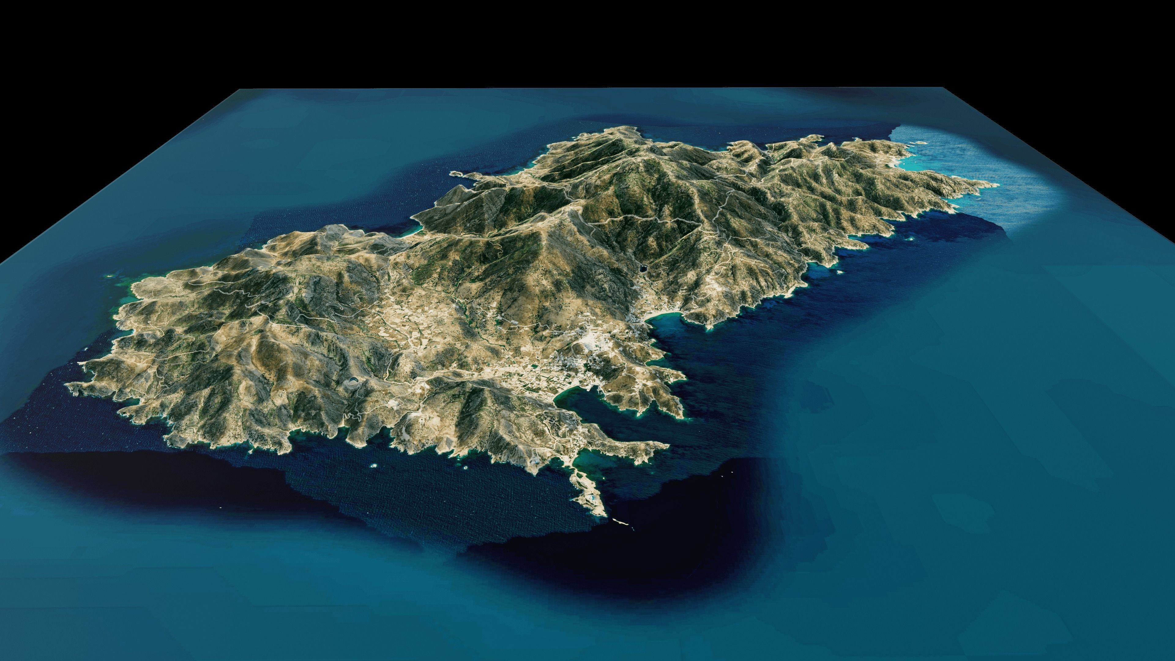 Ios island 3d model terrain 3D model_3