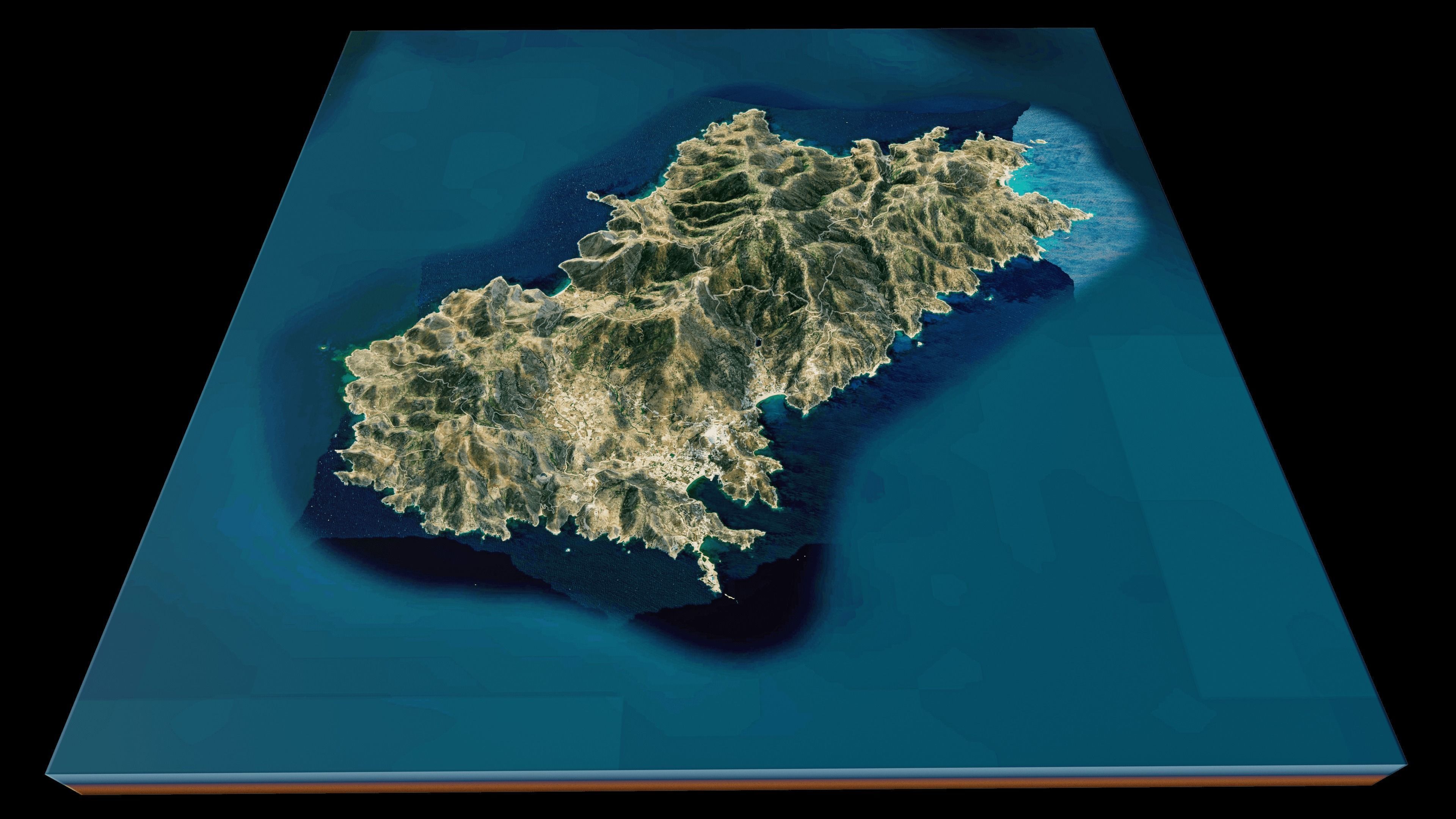 Ios island 3d model terrain 3D model_1