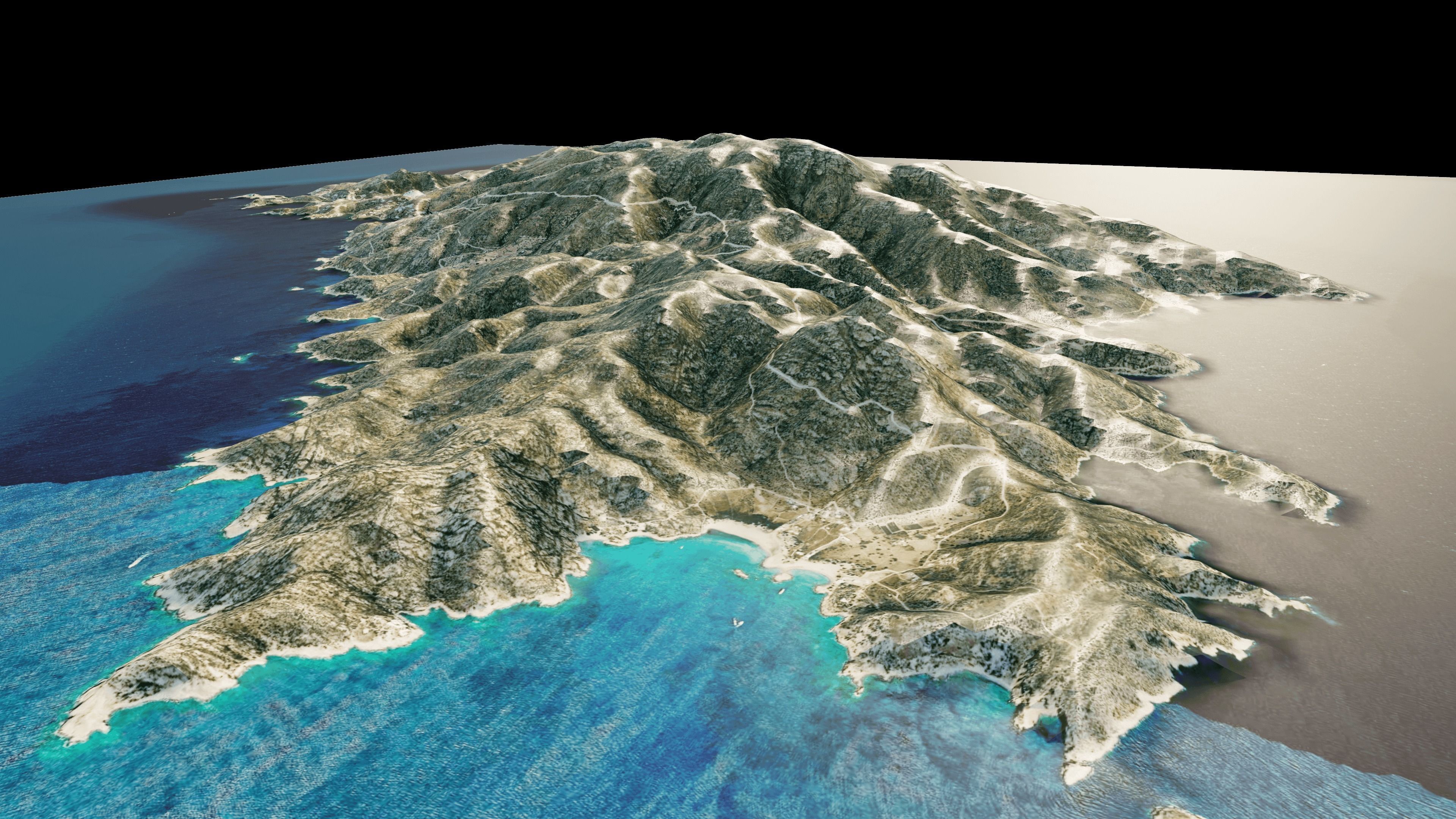 Ios island 3d model terrain 3D model_8