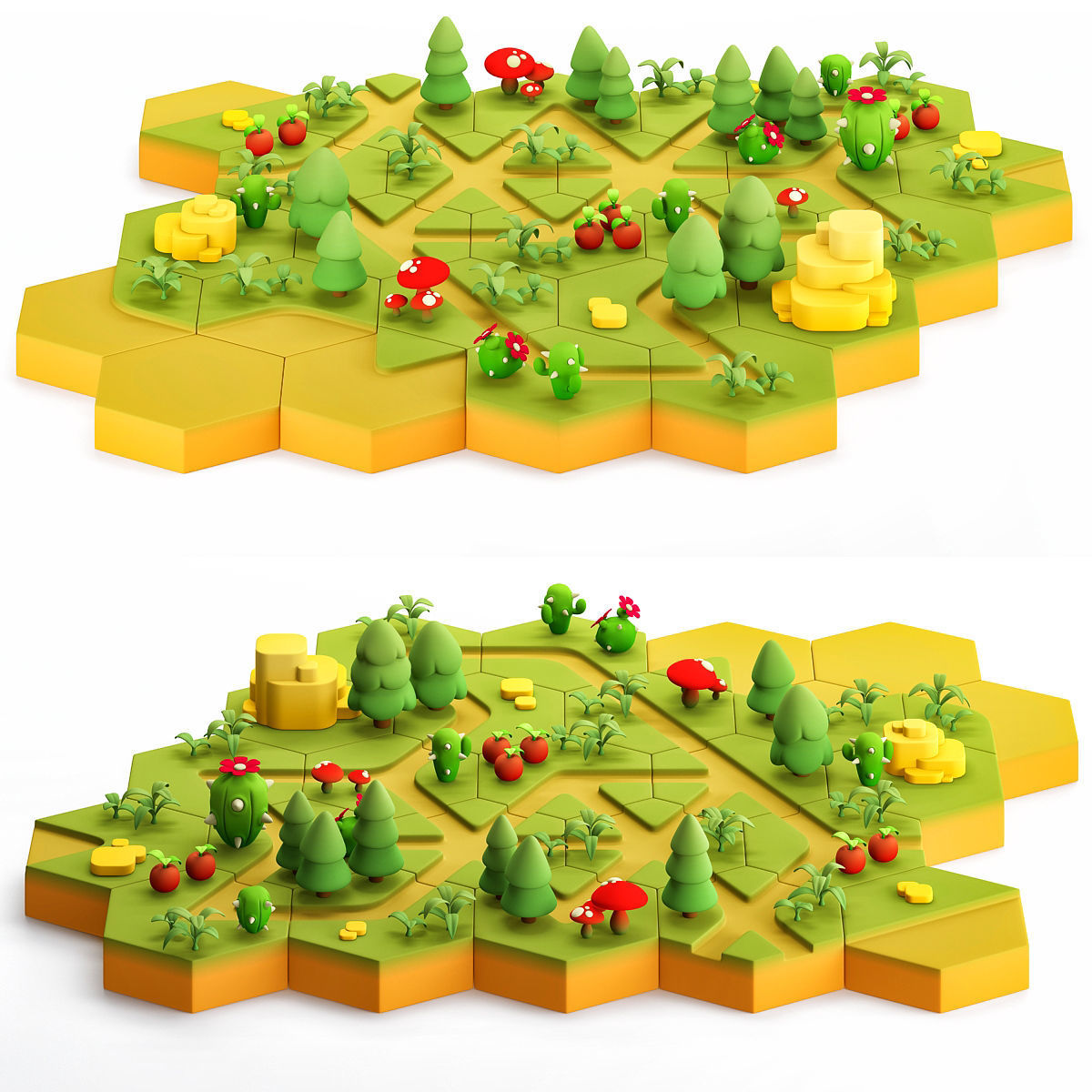 Stylized modular platform game level design Low-poly 3D model_2