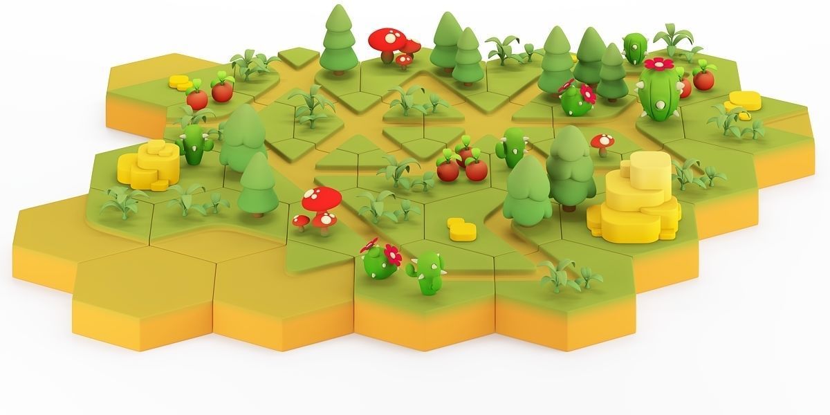 Stylized modular platform game level design Low-poly 3D model_3