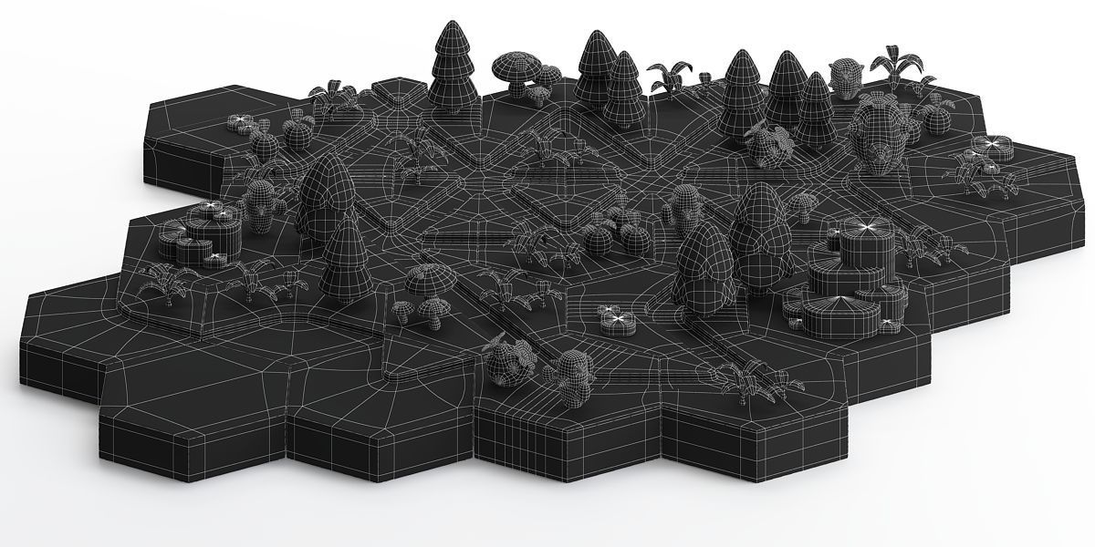 Stylized modular platform game level design Low-poly 3D model_5
