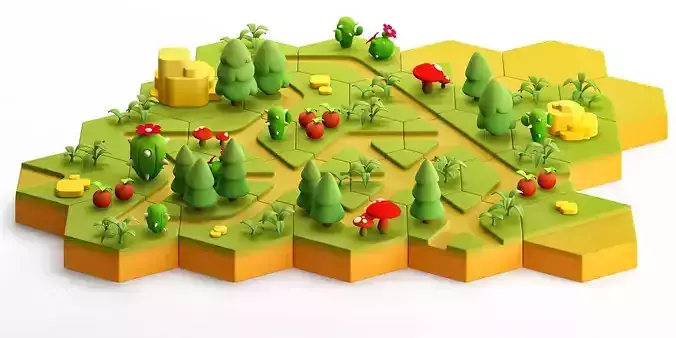 Stylized modular platform game level design Low-poly 3D model Stylized modular platform game level design Low-poly 3D model