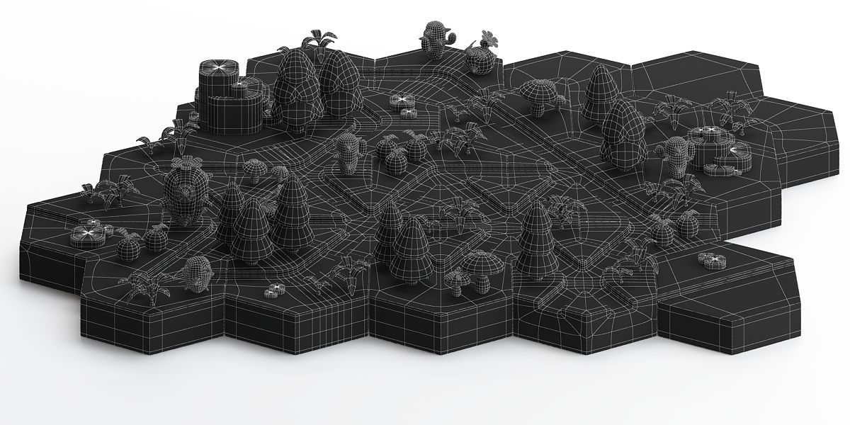 Stylized modular platform game level design Low-poly 3D model_6