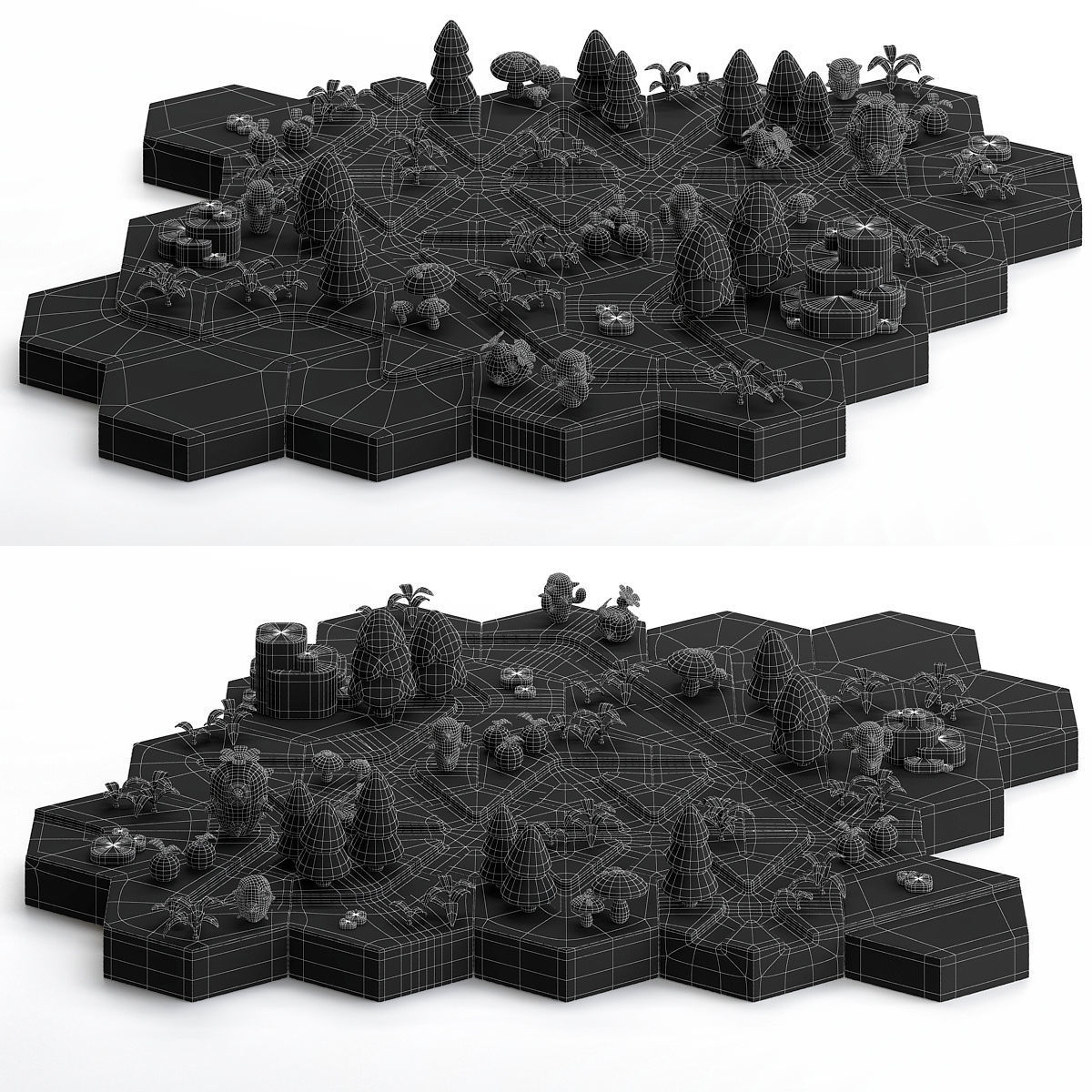 Stylized modular platform game level design Low-poly 3D model_7