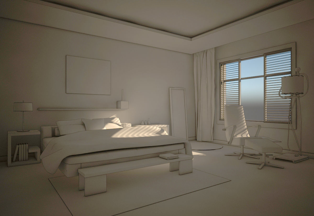 Modern Bedroom 3D model_1