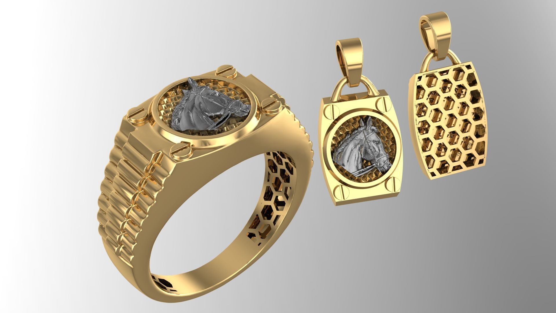 Fusion Horse Half Set 3D print model_7