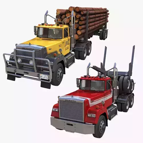 SuperLiner log truck Low-poly 3D model
