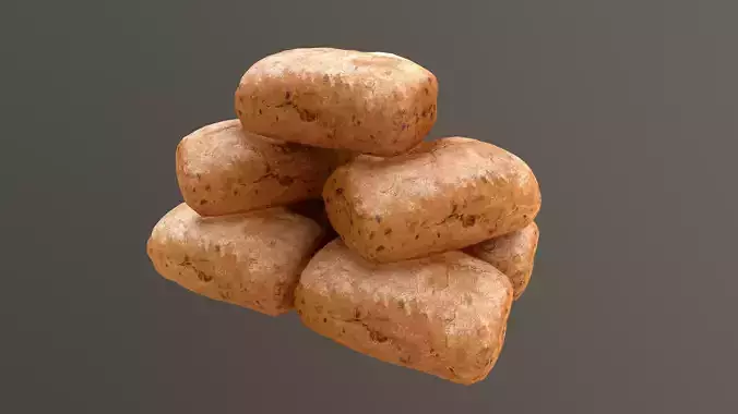 Bread Roll AR VR PBR  Lowpoly with game ready 3d Model Low-poly 3D model