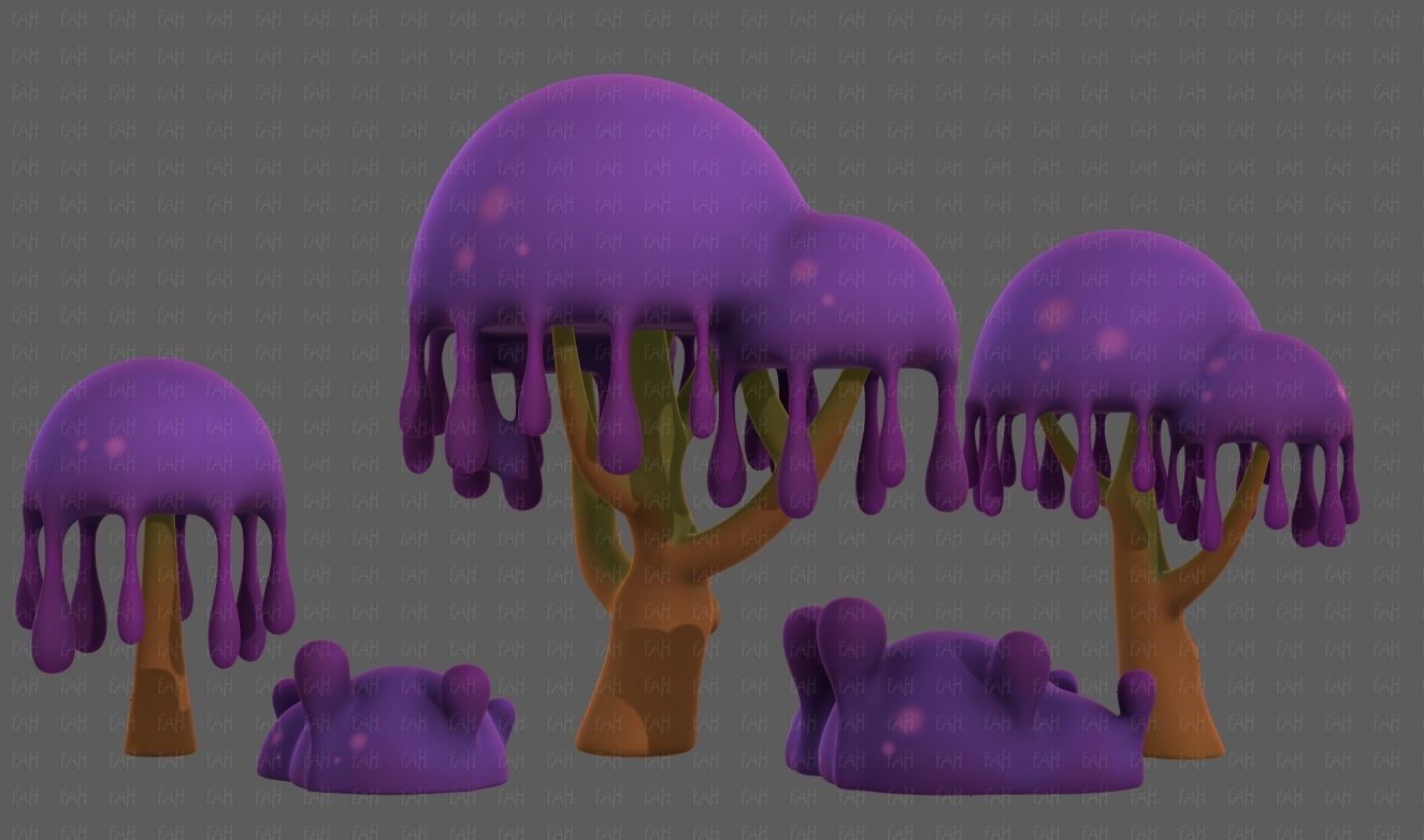 Trees Cartoon V38 Low-poly 3D model_4