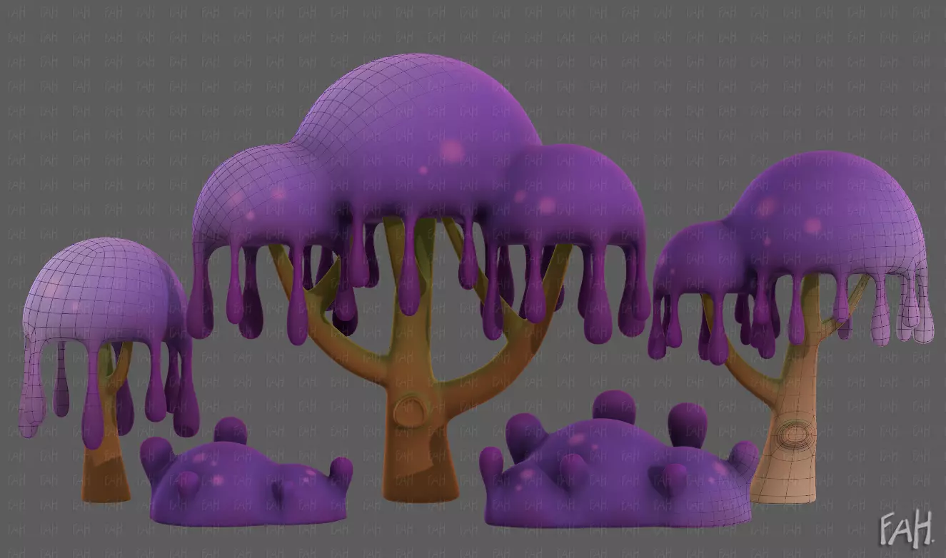 Trees Cartoon V38 Low-poly 3D model_0