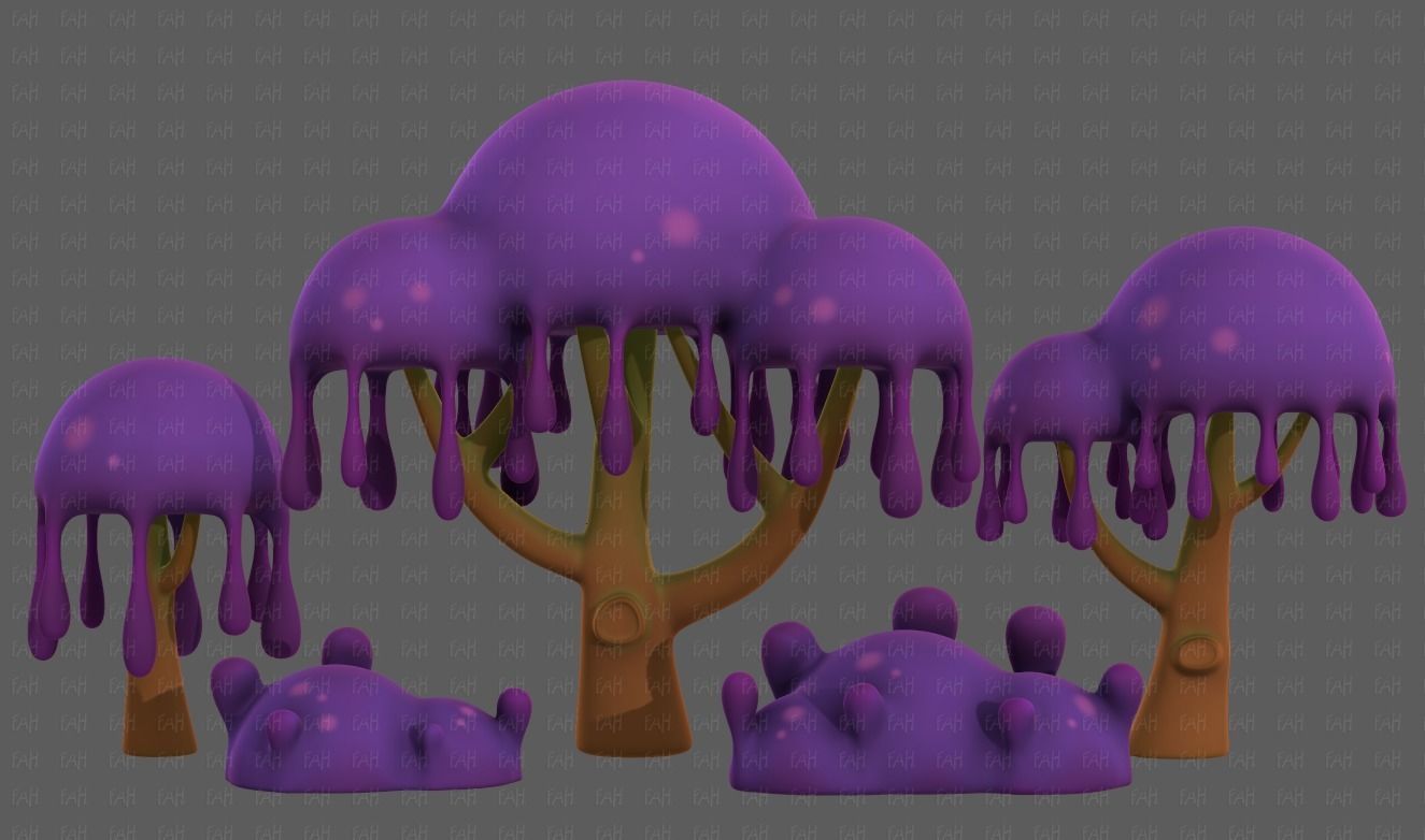 Trees Cartoon V38 Low-poly 3D model_1