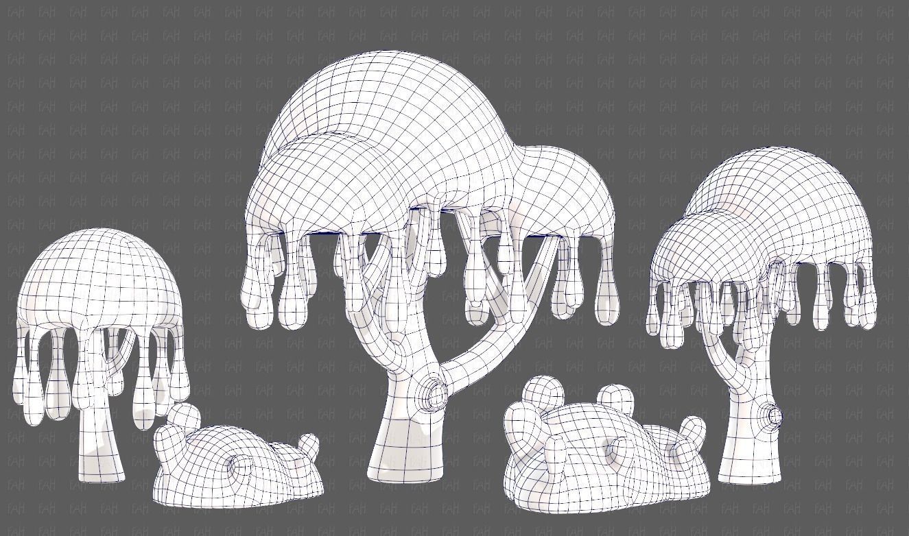 Trees Cartoon V38 Low-poly 3D model_10