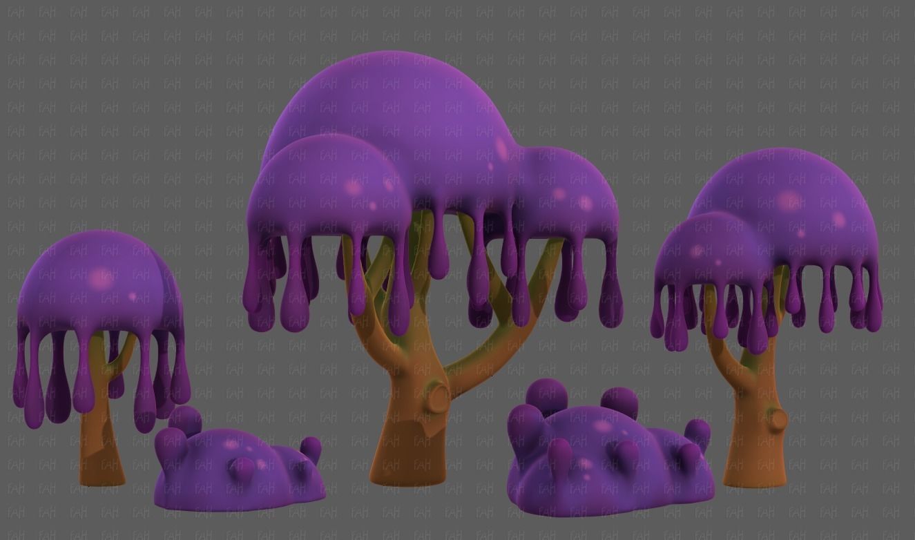 Trees Cartoon V38 Low-poly 3D model_2