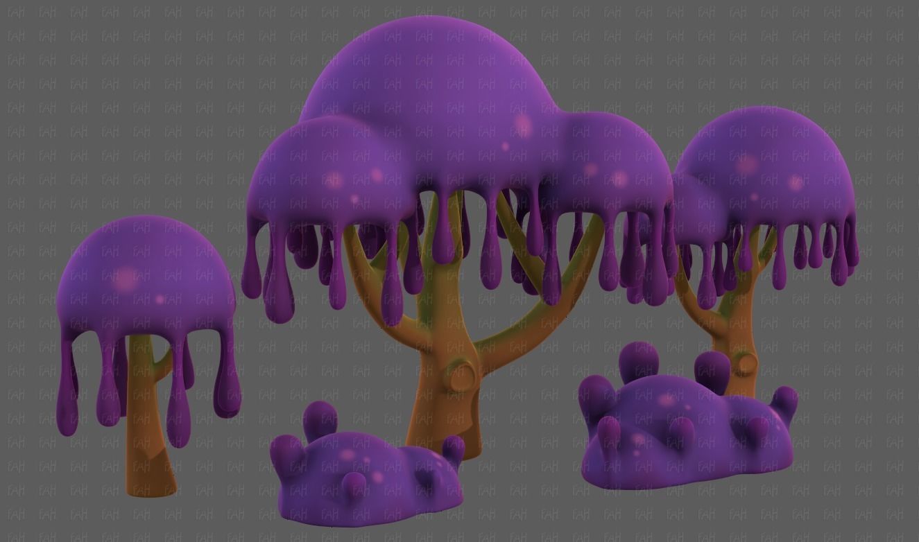 Trees Cartoon V38 Low-poly 3D model_41