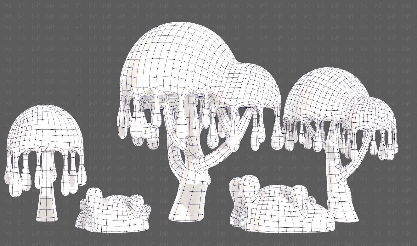 Trees Cartoon V38 Low-poly 3D model_12