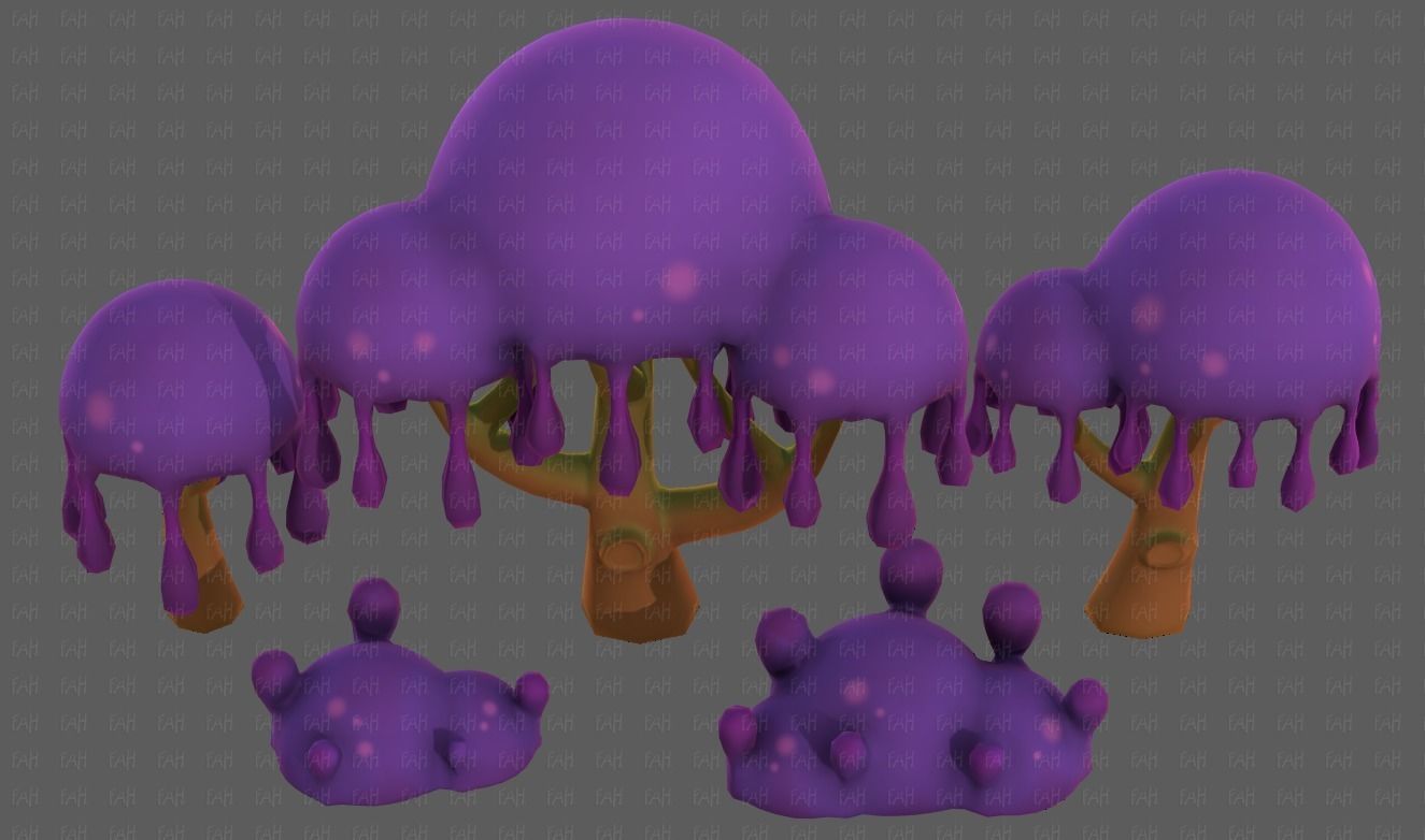 Trees Cartoon V38 Low-poly 3D model_35